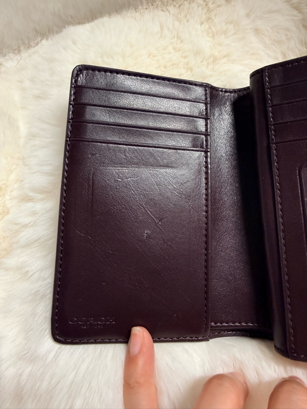Coach Black Signature Compact Wallet with Pink Snap Tab - Picture 7 of 13